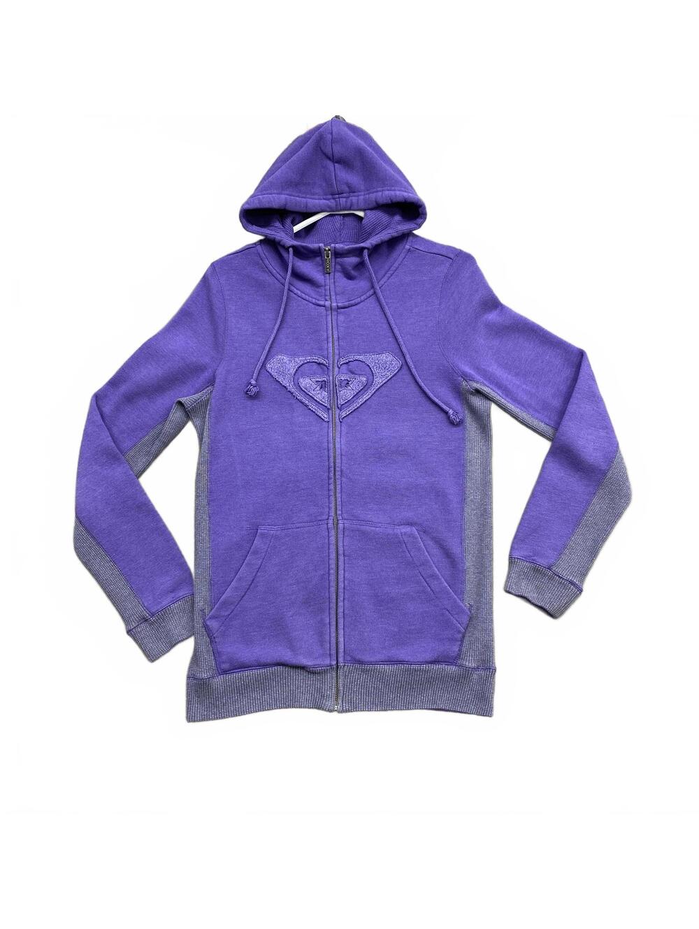 Vintage Roxy Purple Zip Up Hoodie Women's Full Zip Heart Logo Y2K Surf Skate